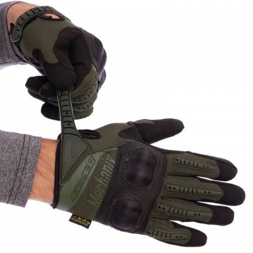 Рукавички тактичні Tactical Force Mechanix M з закритими пальцами, оливковий, код: BC-4923_MOL