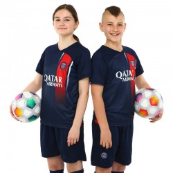 Форма футбольна дитяча PlayGame із символікою PSG домашня 2024, розмір 22, вік 8 років, зріст 120-125, синій-червоний, код: CO-6257_22BL