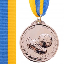 Медаль спортивна зі стрічкою PlayGame Футбол срібна, код: C-7011_S