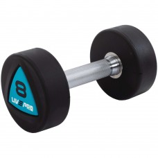 Гантелі цільні професійні з поліуретановим покриттям LiveUp 2х8кг, чорний-синій, код: LP8002-8 Гантелі цільні професійні з поліуретановим покриттям LiveUp 2х8кг, чорний-синій, код: LP8002-8