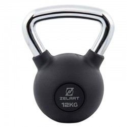 Гиря чавунна з гумовим покриттям та хромованою ручкою Zelart 12кг, чорний, код: TA-7794-12-S52 Гиря чавунна з гумовим покриттям та хромованою ручкою Zelart 12кг, чорний, код: TA-7794-12-S52