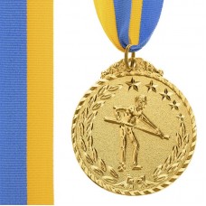 Медаль спортивна зі стрічкою PlayGame Більярд золота, код: C-7017-S52_G