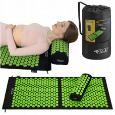 Килимок акупунктурний з валиком 4Fizjo Classic Mat XL Аплікатор Кузнєцова, чорний-зелений, код: P-5907222931769