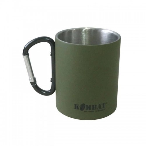 Кружка Kombat Carabiner Mug Stainless Steel 330 мл, оливковий, код: kb-cmss-olgr