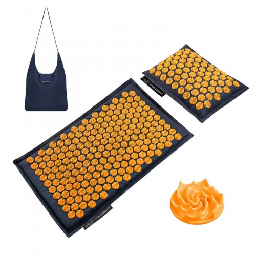 Килимок акупунктурний з подушкою 4Fizjo Eco Mat 680x420 мм, Navy Blue/Orange, код: P-5907739312143