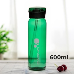Пляшка для води Casno 600 мл з соломинкою, зелена, код: KXN-1211_Green