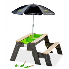 Стіл із лавкою для ігор з водою та піском Exit Aksent, із сонцезахисною парасолькою, код: 52.05.08.45 Стіл із лавкою для ігор з водою та піском Exit Aksent, із сонцезахисною парасолькою, код: 52.05.08.45
