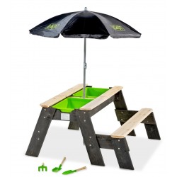 Стіл із лавкою для ігор з водою та піском Exit Aksent, із сонцезахисною парасолькою, код:  52.05.08.45