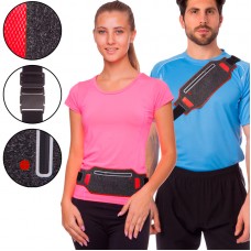 Ремінь-сумка спортивна поясна для бігу та велопрогулянки CrossGym сірий-червоний, код: 10500A_GRR