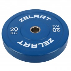 Блини (диски) бамперні для кросфіту гумові Zelart d-52мм, 20кг, синій, код: TA-7797-20