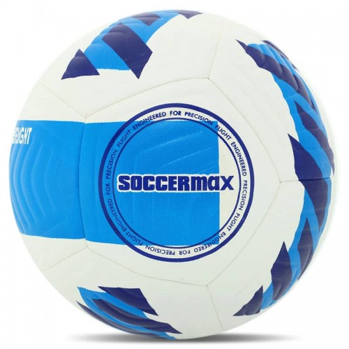 М"яч футбольний Soccermax Hybrid №5 PU, білий-синій, код: FB-4367_WBL