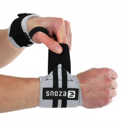 Бинти кистьові для жиму BioGym Strength Wrist Weight Lifting Wraps Ezous 720х80мм, 2шт, чорний-сірий, код: C-03_BKGR