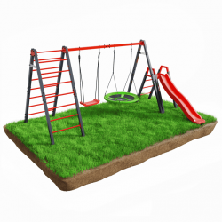 Садова гойдалка подвійна з сидінням гніздо лелеки, драбиною на гіркою K-Sport KSOZ015DJZ (4/4), код: KS-OZ015DJZ-IN