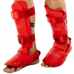 Захист гомілки та стопи для єдиноборств Araza, розмір L, червоний, код: BO-1252_LR