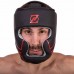 Шолом боксерський з повним захистом шкіряний Zelart S чорний-червоний, код: VL-3151_SR