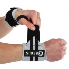 Бинти кистьові для жиму BioGym Strength Wrist Weight Lifting Wraps Ezous 720х80мм, 2шт, чорний-сірий, код: C-03_BKGR