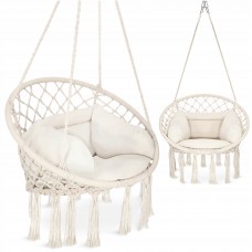 Крісло-гойдалка підвісна, плетена з подушкою 4Fizjo Boho Dream 80 см, бежевий, код: P-5905973404549 Крісло-гойдалка підвісна, плетена з подушкою 4Fizjo Boho Dream 80 см, бежевий, код: P-5905973404549