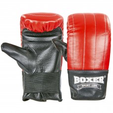Снарядні рукавички шкіряні Boxer L червоний-чорний, код: 2014_L_R-S52