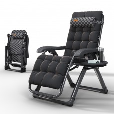 Крісло шезлонг Zero Gravity WCG Louis з полотном із шаховим візерунком + чорний матрац, код: S14-PP-IF