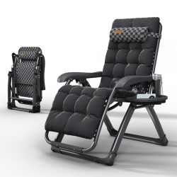 Крісло шезлонг Zero Gravity WCG Louis з полотном із шаховим візерунком + чорний матрац, код: S14-PP-IF