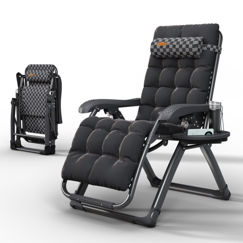 Крісло шезлонг Zero Gravity WCG Louis з полотном із шаховим візерунком + чорний матрац, код: S14-PP-IF