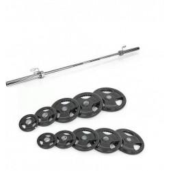 Штанга прогумована RN-Sport 100 кг з олімпійським грифом, код: RN_OBpro100