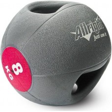 Медичний м"яч з ручками Allright 8 кг, сірий-рожевий, код: M-6940139-IN