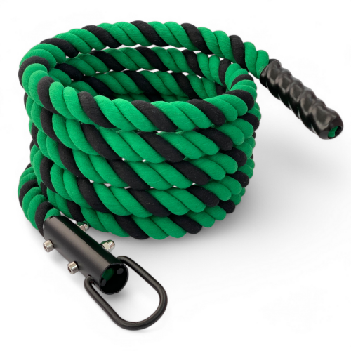 Канат для лазіння Orlins CrossFit х/б 9 м, діаметр 40 мм з кронштейном, зелено-чорний, код: RO-152