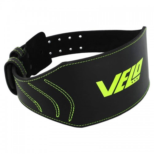 Пояс атлетичний шкіряний Velo M ширина-15см, чорний-салатовий, код: VL-9739_M