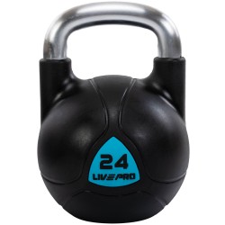 Гиря цільна з поліуретановим покриттям та хромованою ручкою LiveUp 24кг, чорний, код: LP8040-24