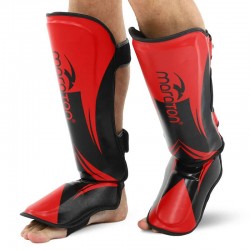Захист гомілки та стопи дитячий Муай Тай, ММА, Кікбоксинг Maraton S, червоний-чорний, код: BO-9321_SRBK