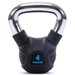Гиря тренувальна цільна гумова з хромованою ручкою LiveUp 4кг, чорний, код: LP8043-4-S52