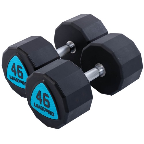 Гантелі цільні професійні з поліуретановим покриттям LiveUp 2х46кг, чорний-синій, код: LP8003-46-S52 Гантелі цільні професійні з поліуретановим покриттям LiveUp 2х46кг, чорний-синій, код: LP8003-46-S52