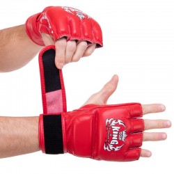 Рукавички для змішаних єдиноборств MMA Top King Super шкіряні S, червоний, код: TKGGS_SR