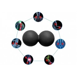 Масажний м"ячик EasyFit TPR подвійний 120х60 мм, чорний, код: EF-2175-B-EF