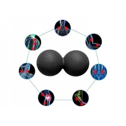 Масажний м"ячик EasyFit TPR подвійний 120х60 мм, чорний, код: EF-2175-B-EF