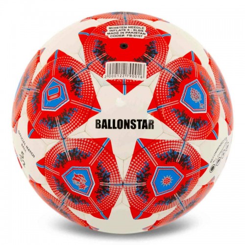 М"яч футбольний Ballonstar Premier №5 PU, білий-червоний, код: FB-5157_R