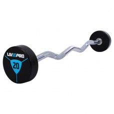 Штанга фіксована вигнута поліуретанова LiveUp довжина-89,2см, 20кг, чорний-синій, код: LP8011-20-S52