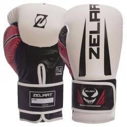 Рукавички боксерські Zelart PU 14 унцій, білий-чорний-червоний, код: BO-1323_14WBKR Рукавички боксерські Zelart PU 14 унцій, білий-чорний-червоний, код: BO-1323_14WBKR