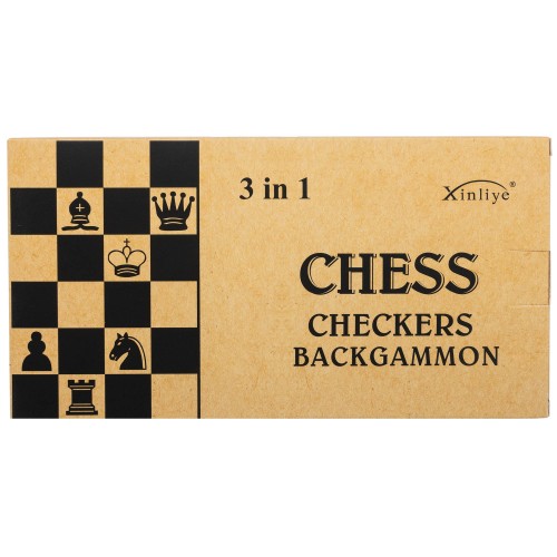 Набір настільних ігор 3 в 1 Xinliye шахи, шашки, нарди, код: W7721B