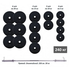 Штанга олімпійська RN-Sport 240 кг з прогумованими металевими дисками, код: RN_OB240 Штанга олімпійська RN-Sport 240 кг з прогумованими металевими дисками, код: RN_OB240