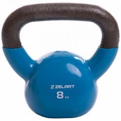 Гиря чавунна з вініловим покриттям Zelart 8кг синій, код: TA-2680-8-S52 Гиря чавунна з вініловим покриттям Zelart 8кг синій, код: TA-2680-8-S52