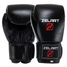 Рукавички шкіряні боксерські Zelart 12 унцій, чорний, код: VL-8477_12BK