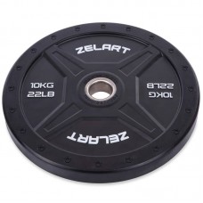 Бамперні диски для кроссфіта Zelart Bumper Plates 10 кг, чорний, код: TA-2258-10-S52