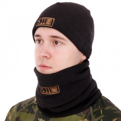 Комплект шапка флісова та баф Tactical 5.11 чорний, код: ZK-0312_BK