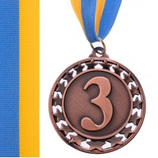 Медаль спортивна зі стрічкою PlayGame Stroke бронзова, код: C-4330_B