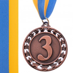 Медаль спортивна зі стрічкою PlayGame Stroke бронзова, код: C-4330_B