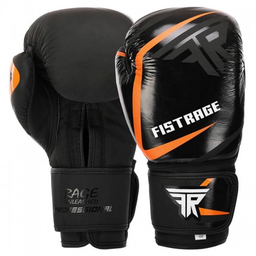 Боксерські рукавиці шкіряні Fistrage 14oz, чорний, код: VL-4279_14BK
