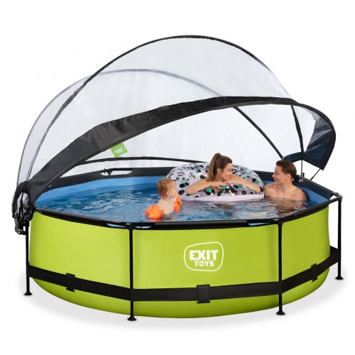 Басейн каркасний круглий з куполом Exit "Лайм" 300 х 76 см, для дітей, код: 30.32.10.40