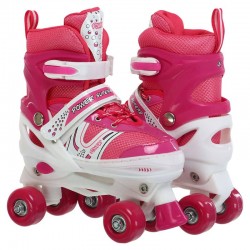 Ролики квади розсувні Banwei L (39-42), білий-рожевий, код: SK-9454_LP Ролики квади розсувні Banwei L (39-42), білий-рожевий, код: SK-9454_LP